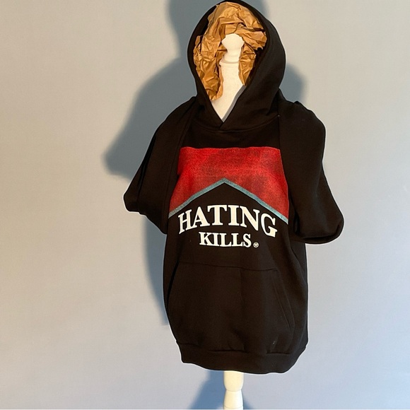 HATE KILLS CIGARETTE Y2K Streetwear Edgy Grunge Skater Counterculture Hoodie - Picture 2 of 12